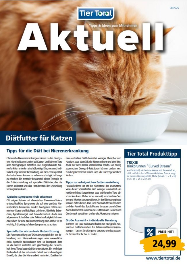 Hier unsere aktuelle Werbung entdecken! Diätfutter für Katzen
